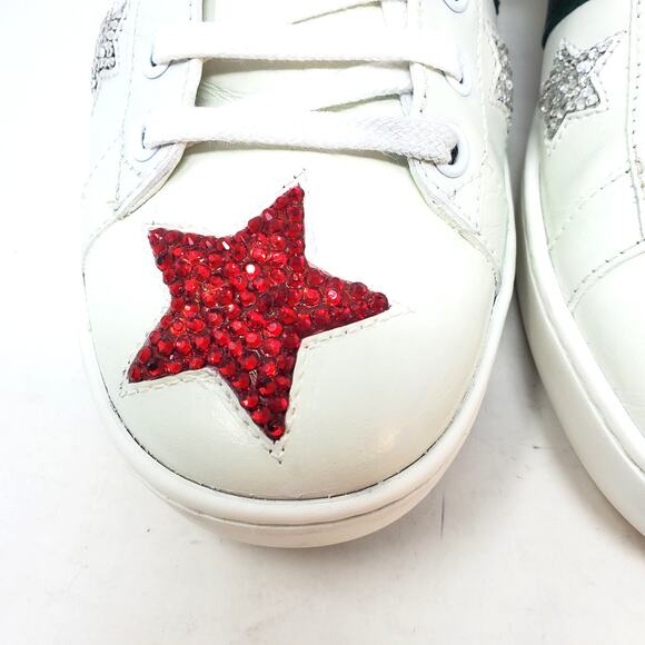 Custom Gucci Swarovski Crystal Ace Metallic Star Sneakers Leather 454562 Size 39 - Picture 12 of 16